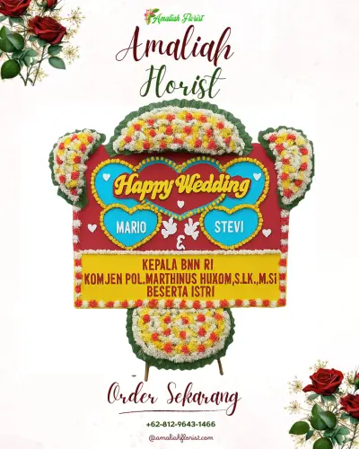 Karangan Papan Bunga Pernikahan di Pecangakan
